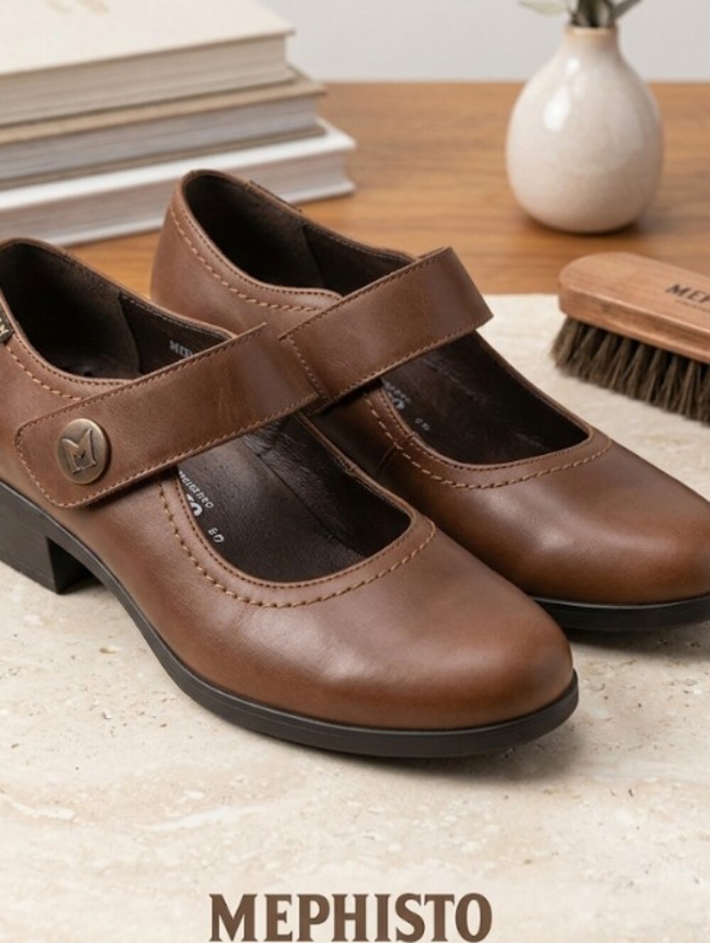 Mephisto Women's Brown Mary Jane Leather Heels (9) Classic Lux Comfort Capsule